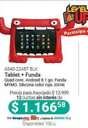Cooperativa Obrera Level Up A340 22ast Blk Tablet +funda oferta