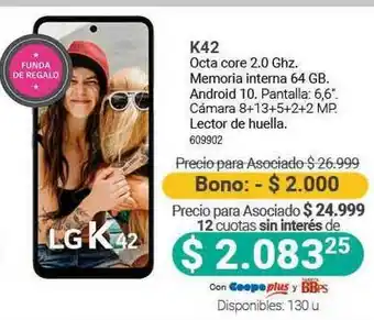 Cooperativa Obrera K42 Octa Core 2.0 Ghz oferta