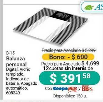 Cooperativa Obrera B-15 Balanza Personal oferta