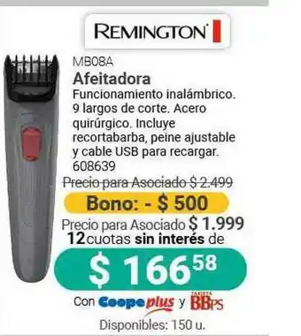 Cooperativa Obrera Mb08q Afeitadora oferta