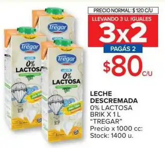 Carrefour Market Leche Descremada 0% Lactosa Tregar x 1000cc oferta