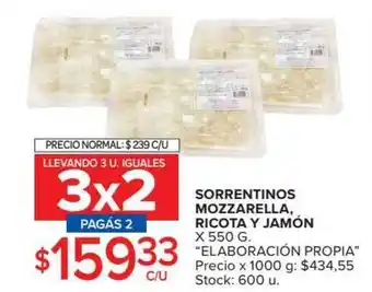 Carrefour Market Sorrentinos Mozzarella Ricota Y Jamón Elaboración Propia x 550g oferta
