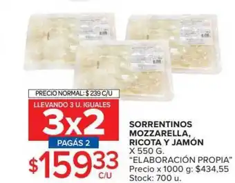 Carrefour Sorrentinos Mozzarella Ricota Y Jamón Elaboración Propia x 550g oferta