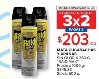 Carrefour Mata Cucarachas Y Arañas Sin Olor Raid Max x 360g oferta