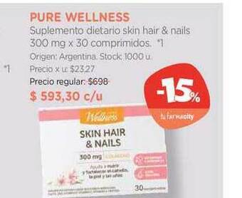 Farmacity Pure Wellness Suplemento Diétario Skin Hair & Nails oferta