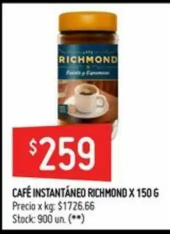 Walmart Café Instantaneo Richmond x 150g oferta
