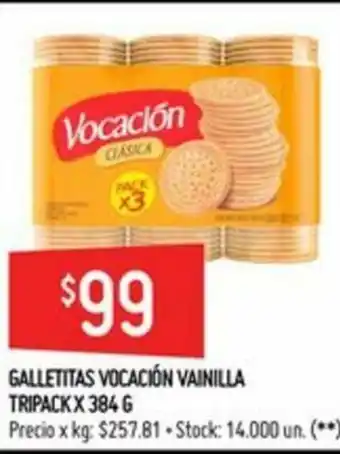 Walmart Vocación Galletitas Vainilla Tripack x 384g oferta