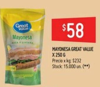 Walmart Mayonesa Great Value x 250g oferta