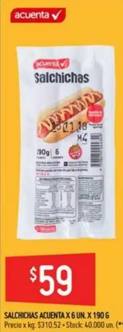 Walmart Salchichas Acuenta x 6u x 190g oferta