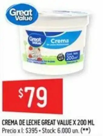 Walmart Crema De Leche Great Value x 200ml oferta