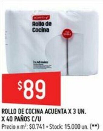 Walmart Rollo de Cocina Acuenta x 3 x 40 oferta