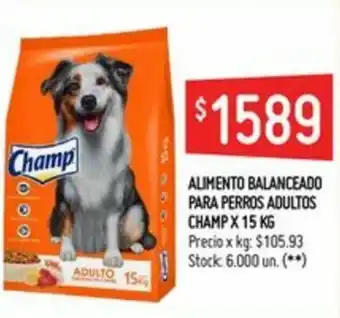 Walmart Champ Alimento Balanceado Para Perros Adultos Champ x 15kg oferta