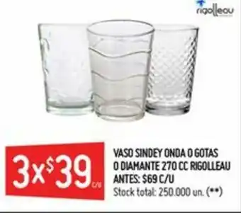 Walmart Vaso Sindey Onda O Gotas O Diamante 270cc Rigolleau oferta