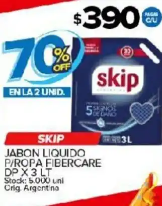 Carrefour Maxi Skip Jabon Liquido P/Ropa Fibercare DP x 3lt oferta