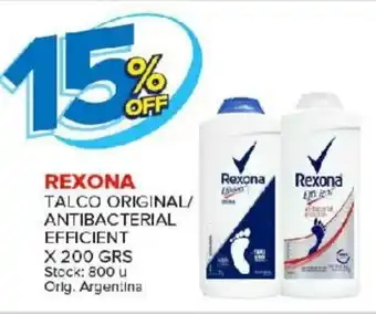 Carrefour Maxi Rexona Talco Original/Antibacterial Efficient x 200grs oferta
