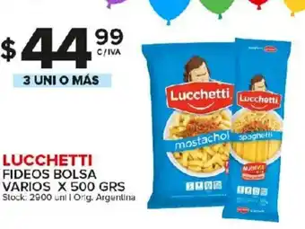 Carrefour Maxi Lucchetti Fideos Bolsa Varios x 500grs oferta