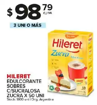 Carrefour Maxi Hileret Edulcorante Sobres C/Sucralosa Zucra x 50 uni oferta
