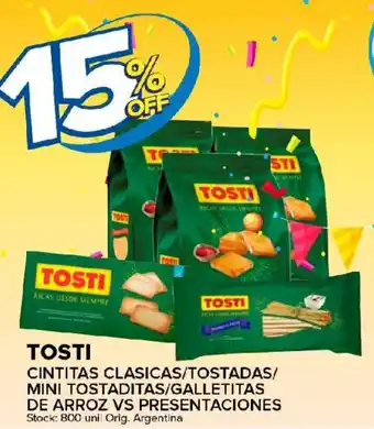 Carrefour Maxi Tosti Cintitas Clasicas/Tostadas/Mini Tostadas/Galletitas de Arroz Vs Presentaciones oferta