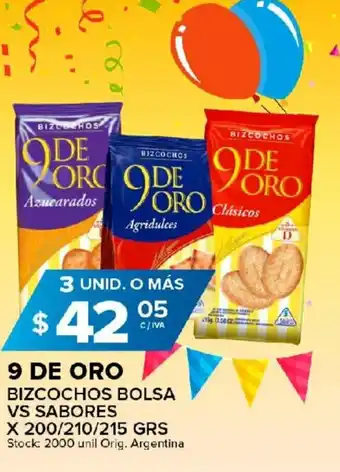 Carrefour Maxi 9 De Oro Bizcochos Bolsa Vs Sabores x 200 oferta