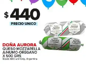 Carrefour Maxi Doña Aurora Queso Mozzarella A/Humo Oregano x 500grs oferta