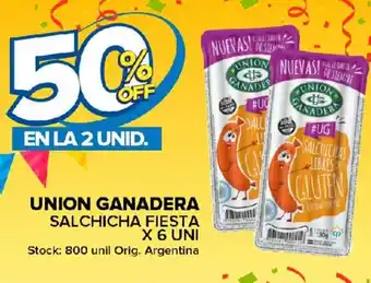 Carrefour Maxi Union Ganadera Salchicha Fiesta x 6 uni oferta