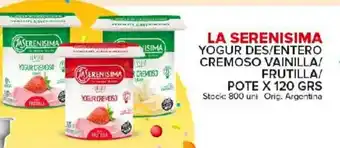 Carrefour Maxi La Serenisima Yogur des/Entero Cremoso Vainilla x 120grs oferta