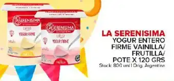 La Serenisima Yogur Entero Firme Vainilla/Frutilla x 120grs