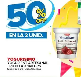 Carrefour Maxi Yogurisimo Yogur Ent Artesenal Frutilla x 140grs oferta