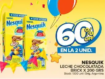 Carrefour Maxi Nesquik Leche Chocolatada Brick x 200grs oferta