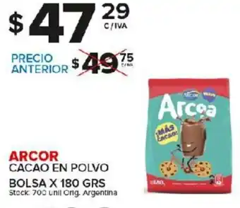 Carrefour Maxi Arcor Cacao En Polvo Bolsa x 180grs oferta