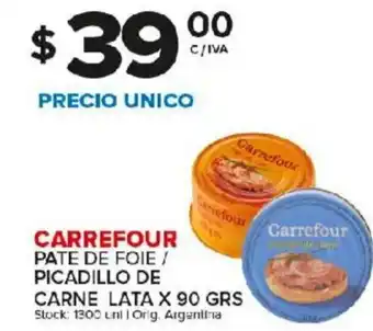 Carrefour Maxi Carrefour Pate De Foie/Picadillo De Carne Lata x 90grs oferta