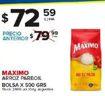 Carrefour Maxi Maximo Arroz Parboil Bolsa x 500grs oferta