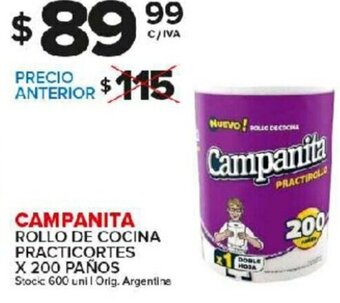 Carrefour Maxi Campanita Rollo De Cocina Practicortes x 200 Paños oferta