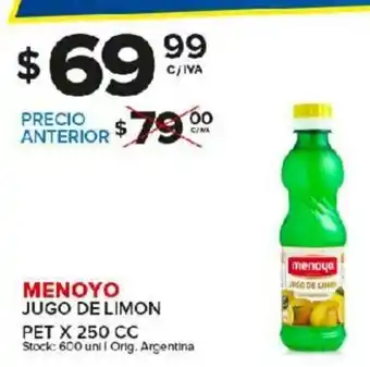 Carrefour Maxi Menoyo Jugo de limon pet x 250cc oferta