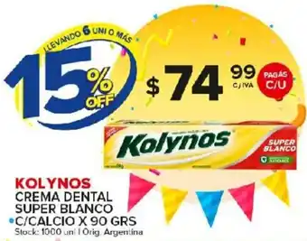 Carrefour Maxi Kolynos Crema Dental Super Blanco C/Calcio x 90grs oferta