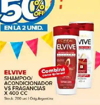 Carrefour Maxi Elvive Shampoo/Acondicionador VS Fragancias x 400cc oferta