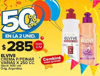 Carrefour Maxi Elvive Crema P/Peinar varias x 250cc oferta