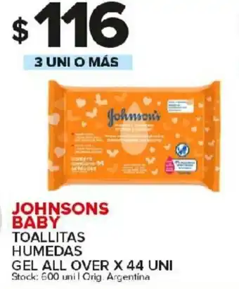 Carrefour Maxi Johnsons Baby Toallitas Humedas Gel All Over x 44 uni oferta