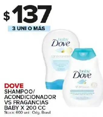 Carrefour Maxi Dove Shampoo /Acondicionador VS Fragancias baby x 200cc oferta