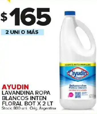 Carrefour Maxi Ayudin Lavandina Ropa Blancos Inten Floral Bot x 2lt oferta
