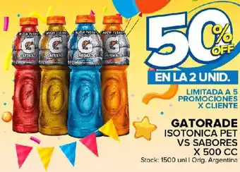 Carrefour Maxi Gatorade Isotonica Pet Vs Sabores x 500cc oferta