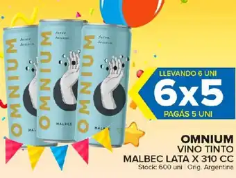 Carrefour Maxi Omnium Vino Tinto Malbec lata x 310cc oferta