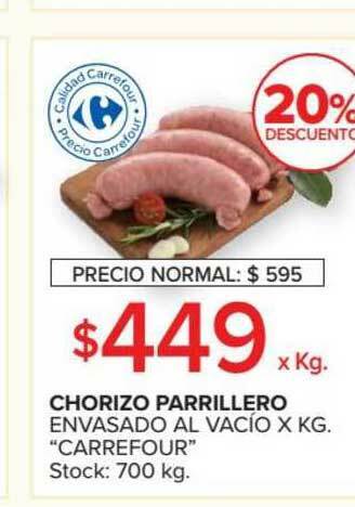 Carrefour Chorizo Parrillero Envasado Al Vacío oferta