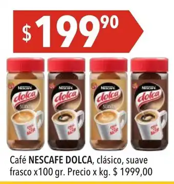Hergo Nescafe Dolca Café, clásico suave frasco x 100gr oferta