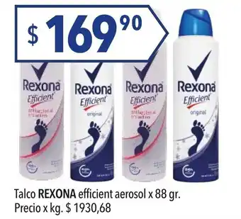 Hergo Rexona Talco efficient aerosol x 88gr oferta