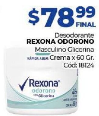 Diarco Rexona Odorono Desodorante Masculino Glicerina Crema x 60gr oferta