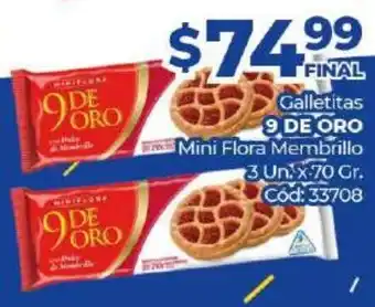 Diarco 9 De Oro Galletitas Mini Flora Membrillo 3 un x 70gr oferta