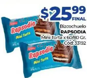 Diarco Rapsodia Bizcochuelo Mini Torta x 60/80gr oferta