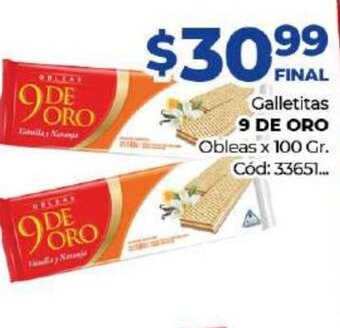 Diarco 9 De Oro Galletitas Obleas x 100gr oferta