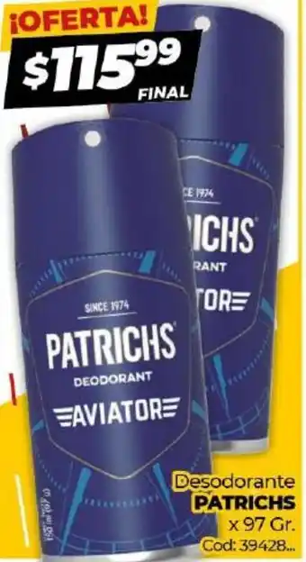 Diarco Patrichs Desodorante x 97gr oferta